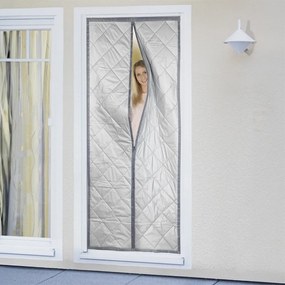 Szürke-ezüstszínű termo függöny ajtóra 90x200 cm – Maximex