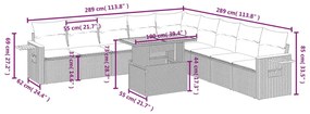11 részes bézs polyrattan kerti ülőgarnitúra párnákkal