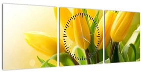 Kép - Sárga tulipán (órával) (90x30 cm)