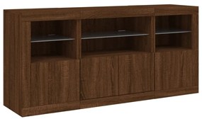 barna tölgy színű tálalószekrény LED-ekkel 142,5 x 37 x 67 cm