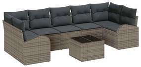vidaXL Kerti Kanapé Szett tárolóval párnával 8 pcs Szürke polirattan