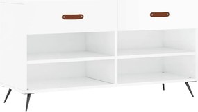 vidaXL magasfényű fehér szerelt fa cipőpolc 102x35x55 cm