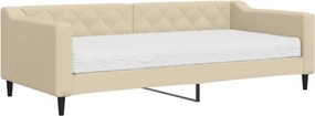 vidaXL krémszínű szövet kanapéágy matraccal 90 x 200 cm
