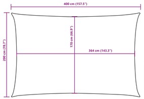 fekete téglalap alakú oxford szövet napvitorla 2 x 4 m