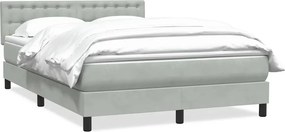 vidaXL világosszürke bársony rugós ágy matraccal 140x210 cm