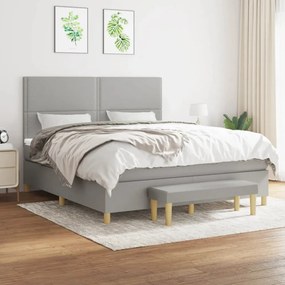 világosszürke szövet rugós ágy matraccal 160 x 200 cm