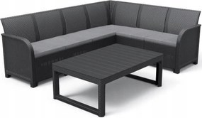 Allibert SanRemo Lyon kerti bútor 6 személyes, fekete/szürke