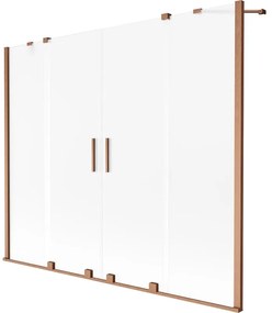 Mexen Velar Duo, 2 szárnyas eltolható kádparaván 180 x 150 cm, 8 mm-es mattüveg, rézmatt, 896-180-000-32-65