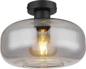 Globo 15566D Mennyezeti könnyűfém matt fekete, füstszínű üveg, ø: 280mm, M:205mm, nem tartozék: 1x E27 40W 230V