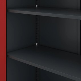 Zárható kartotékszekrény iratokhoz, antracit-piros, 450x1850x400 mm: ALEX