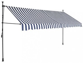 kék és fehér kézzel kihúzható LED-es napellenző 350 cm