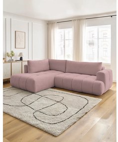 Rózsaszín kinyitható-tárolóhelyes sarokkanapé (bal oldali-L alakú) Fuji – Bobochic Paris