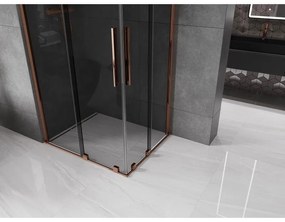 Mexen Velar Duo, zuhanykabin tolóajtóval 90 x 80 cm, 8mm szürke üveg, rózsaszín arany, 871-090-080-42-60