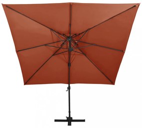 terrakotta dupla tetejű konzolos napernyő 300 x 300 cm