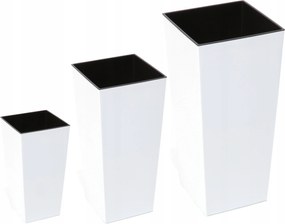 Virágtartó szett magas betéttel 46 57 68 cm Fehér