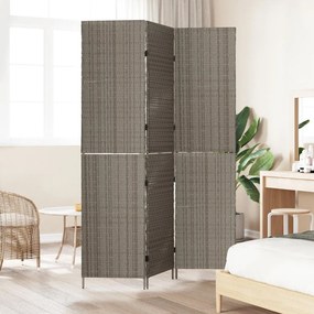 Szobaelválasztó 3 paneles Összecsukható Szürke 147x180 cm Poly Rattan