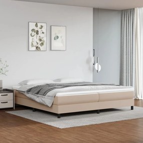 Cappuccino színű műbőr rugós ágy matraccal 200 x 200 cm