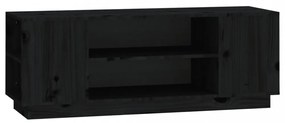 fekete tömör fenyőfa TV-szekrény 110x35x40,5 cm