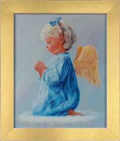 Vászonkép 30x25 Őrangyal Arany Keret Keresztelő Áldozás