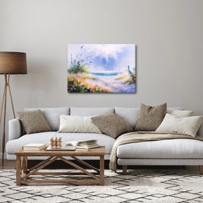 Kép - romantikus tengerpart, olajfestmény (70x50 cm)