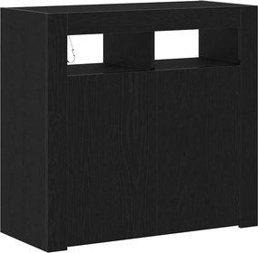 vidaXL Széf LED -es lámpákkal Fekete tölgy 80 x 35 x 75 cm Faanyag