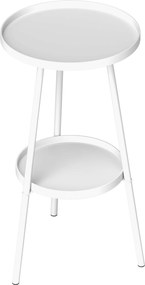 Outsunny Kerek, 2-szintes Kerti Asztal Kültéri Terasz Asztal Ø32x51 cm Alsó Tálcával és Fém Szerkezettel Belső és Külső Használatra, Fehér | Aosom