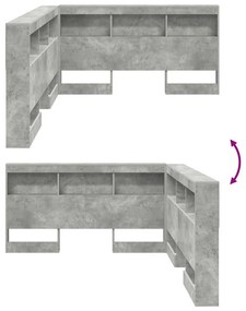 Tároló fejtámla polcokkal tárolóval Beton szürke 135 cm Faanyag