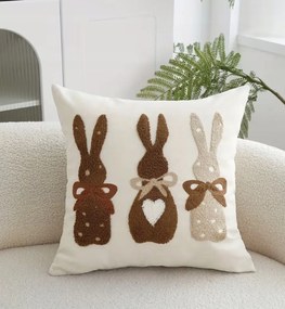 Dekorációs párnahuzat 45x45 cm húsvétra nyuszi fehér hímzés