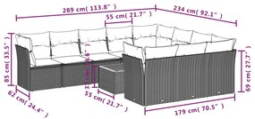 11 részes szürke polyrattan kerti ülőgarnitúra párnákkal