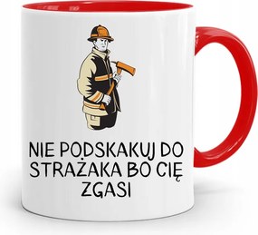 Piros Bögre Tűzoltónak Ne Ugorj Fel Hozzám fényképes nyomattal