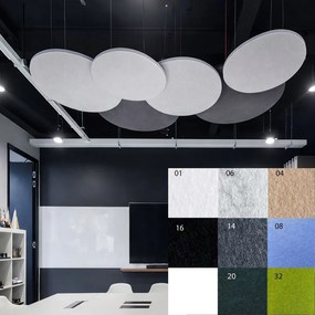 Bilnora extra sűrű kör alakú akusztikai mennyezeti panel Ø80x1,2cm - 14 sötét szűrke , Ø120x1,2cm mennyezeti panel