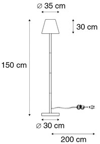 Okos állólámpa fekete, fehér lámpabúrával 35 cm IP65 WiFi-vel A60 - Virginia
