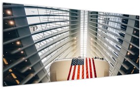 Építkezés az USA zászlóval képe (120x50 cm)