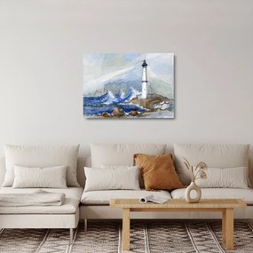 Világítótorony festményének képe (üvegen) (70x50 cm)