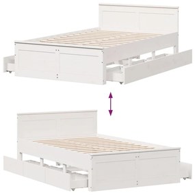 fehér tömör fenyőfa fejtámlás ágykeret matrac nélkül 135x190 cm
