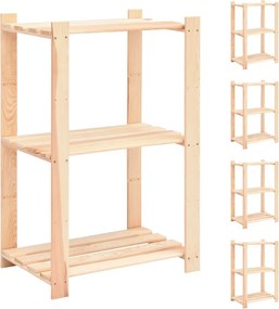 vidaXL 5 db 3-szintes tömör fenyőfa tárolópolc 150 kg 60 x 38 x 90 cm