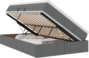 vidaXL Ágy tárolóval és matraccal Sötétszürke 120 x 200 cm Poliészter