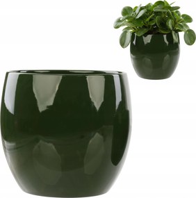 Virágcserép fedő kerámia gömb Ø 22 cm H 22 cm zöld fényes sima