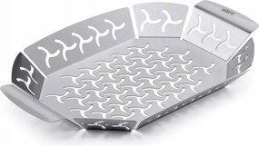 Prémium Weber grillkosár 27x19 cm, rozsdamentes acél, ezüst