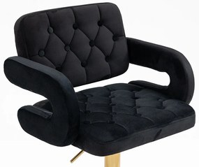 HR8403KW Fekete modern velúr szék arany lábbal