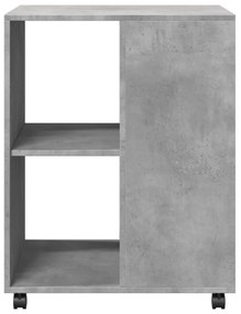 betonszürke szerelt fa kisasztal kerekekkel 55 x 60 x 78 cm