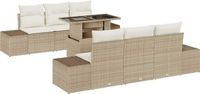 vidaXL Kanapé Szett párnával 7 pcs Beige és krém polirattan