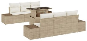 vidaXL Kanapé Szett párnával 7 pcs Beige és krém polirattan
