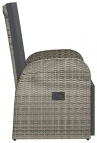 2 db szürke polyrattan dönthető kerti szék párnákkal