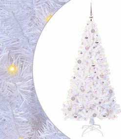 vidaXL Mű karácsonyfa 300 LED-del állvánnyal Fehér 180 cm PVC és Acél
