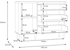 Fiókos komód VIRO barna/bézs
