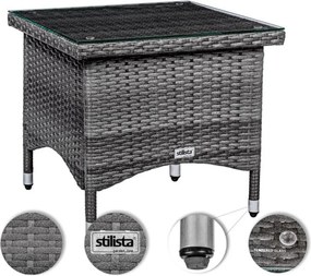STILISTA Kerti asztal polyrattan 50 x 50 cm krém