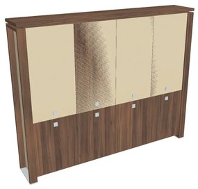 Verno+ S magas szekrény 260 x 46 x 210 cm, kombinált ajtó, dió / vanília