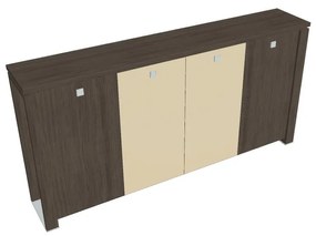 Verno+ közepes gardrób 260 x 46 x 130 cm, kombinált ajtó, antracit tölgy / vanília