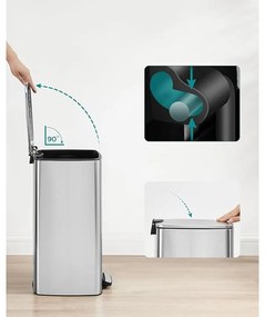 30 literes acél pedálos szemetes belső vödörrel, metál ezüst